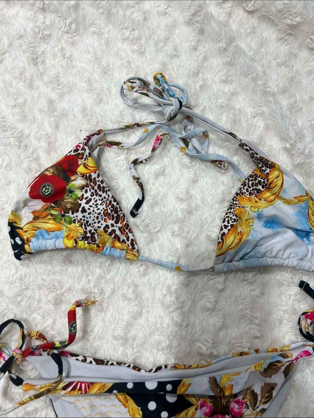 Floral Polka Tie-Side Bikini Set